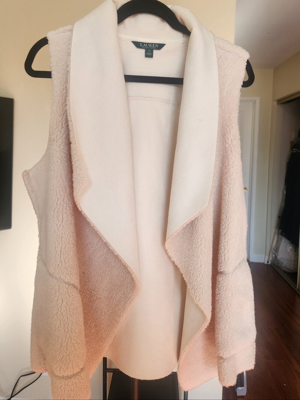 Lauren Ralph Lauren Blush Pale Pink Sherpa Vest Size XL